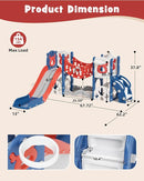 YUFU Toddler Slide Set, 11 in 1 Kids Slide for Toddlers 1-3, Toddler Playset with Climbing Bridge, Golf Set, Basketball Hoop, Indoor Outdoor Playground (Blue Red) by TinyTreasures Baby Boutique