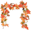 DearHouse 6ft Pumpkin Fall Maple Leaves Garland - Artificial Autumn Foliage Hanging Vine for Thanksgiving, Home, Wedding, Fireplace, Party, Christmas Decor (Orange & Brown) by CozyNest Decor