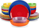 vancasso Bonita Dinnerware Sets, 24 Pieces Multicolor Stoneware Dinner Set for 6, Handpainted Spirals Pattern Ceramic Plates and Bowls Sets Kitchen Plate Set by CozyNest Decor