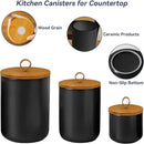 Ceramic Storage Jars, Modern Elegant Highly Polished Airtight Gorgeous Storage Canisters with Wooden Lid Small Food Stroage Jar for Kitchen Spice Tea Vanilla Sugar Coffee Beans (Black tuba) by CozyNest Decor