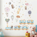 Hot Air Balloon Animal Wall Decals - Elephant Lion Giraffe Train Animal Wall Stickers - Baby Nursery Kids Girls Bedroom Daycare Wall Decor by TinyTreasures Baby Boutique