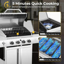 R.W.FLAME 4-Burner Gas Grill with Side Burner, Stainless Steel Propane Grill 42000BTU for Outdoor Cooking, with Porcelain-Enameled Cast Iron Grates, Baking Pan, Silver by GreenHaven Gardens