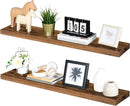 HOOBRO Floating Shelves for Wall, Wall Mounted Shelf Set of 2, 39.4" Hanging Shelf with Invisible Brackets, for Wall Bathroom, Bedroom, Toilet, Kitchen, Livingroom, Office, Rustic Brown BF100BJP201G2 by CozyNest Decor