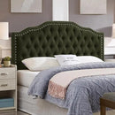 24KF Upholstered Button Tufted Queen Headboard with Nailhead Trim, Elegant Boucle Fabric Full headboard, 6031-Q-Boucle-Dark Green by CozyNest Decor