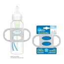 Dr. Brown's Narrow Baby Bottle Handles, 100% Silicone, Easy Grip Removable Handles for Bottle to Sippy Cup Transition, Gray, 4m+ by TinyTreasures Baby Boutique
