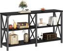 LVB Black Console Table, Modern Entryway Table with 3 Tier Storage Shelves, Industrial Sofa Table Behind Couch for Living Room, Farmhouse Wood Metal Entry Table for Hallway Foyer, Black Oak, 55 Inch by CozyNest Decor