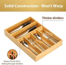 Umilife Kitchen Drawer Organizer, 12 Inch Silverware Utensil Tray Holder, Extra Deep, with Non-Slip Feet & Grooved Drawer Divider, 6 Slots Total Bamboo Wood Caddy for Flatware Cutlery Knives by CozyNest Decor