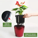 Dexceder 9x8 Inches High Gloss Self Watering Planter Indoor Outdoor, Inner Pot Design, Thickened Table Flower Plant Pot with Water Level Indicator (Red) by CozyNest Decor