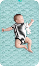 Waterproof Crib Mattress Protector Pad Cover 28" x 52", Anti Slip & Absorbent Waterproof Bed Pads for Standard Crib/Toddler Bed Quilted Machine Washable (Quilted Improved Thickness) Aqua by TinyTreasures Baby Boutique