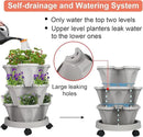 Vertical Planter 3 Tier Stackable Planters Garden Planters Strawberry Herb Flower and Vegetable Planter Indoor Outdoor Gardening Pots with Removable Wheels and Tools by GreenHaven Gardens