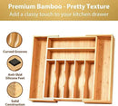 Umilife Large Expandable Kitchen Silverware Utensils Drawer Organizer, 2.5" Extra High Adjustable Drawer Divider with Curved Grooves, Bamboo Wood Cutlery Tray Flatware Holder by CozyNest Decor
