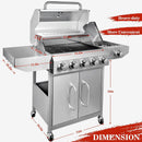 Llamaviva 68,000 BTU 5-Burner Propane Gas Grill with Side Burner & Food Clip | Professional Stainless Steel Outdoor BBQ Grill | 647 sq in Cooking Space + Warming Rack | Patio Cart Design for Backyard by GreenHaven Gardens