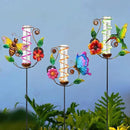 BAYN 36.3” Rain Gauge Outdoor Solar Powered 10 LEDs 7” Tube Garden Butterfly Metal Decorative Stake with Waterproof Large Glass Tube Rain Guage for Yard, Garden, Patio, Lawn by GreenHaven Gardens