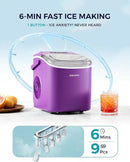 EUHOMY Countertop Ice Maker Machine with Handle, 26lbs Per Day, 9 Ice Cubes Ready in 6 Mins, Auto-Cleaning Portable Ice Maker with Basket and Scoop, for Home/Kitchen/Camping/RV (Purple) by CozyNest Decor
