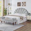 24KF Stunning Crown Design King Headboard, Upholstered Soft Velvet Petal Pattern Headboard King/CA King-Gray by CozyNest Decor