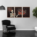 KAIRNE Gothic Skull Wall Art,Halloween Skeleton Canvas Set of 3(16”x24”),Scary Skull Painting,Horror Floral Botanical Prints,Romantic Spooky Halloween Wall Art for Living Room Bedroom Goth Party Decor by CozyNest Decor
