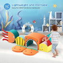 Lischwert Foam Climbing Blocks for Toddlers, Shark Theme Baby Climbing Blocks Soft Play Climbing for Toddlers with Foldable Block and Tunnel Indoor Climbing Toys for Toddler 1-3, 6 Pieces by TinyTreasures Baby Boutique