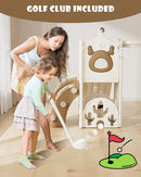 XJD 7 in 1 Toddler Slide, Kids Indoor Slide for Toddlers 1-3, New Upgrade with Golf, Basketball Hoop for Indoor Outdoor Playset,Toddler Playground (White Brown) by TinyTreasures Baby Boutique