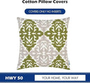 HWY 50 Green Decorative Throw Pillow Covers 18x18 Inch (1 Piece), Embroidered Cotton Farmhouse Cushion Cover Pillow Case for Sofa Couch Living Room Bed Bedroon, Floral Geometric by CozyNest Decor
