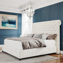 PaPaJet Bed Frame Queen Size Upholstered Platform Bed with 52.8'' Tall Sleigh Headboard, Button Tufted, No Box Spring Needed, Easy Assembly, Cream by CozyNest Decor