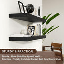 Floating Shelves - 2 Large Wall Mounted Shelves with Invisible Brackets, Long Wood Floating Wall Shelf for Living Room, Bedroom, Kitchen (Black, 48" W x 9" D x 1.5" H) by TinyTreasures Baby Boutique