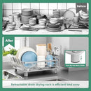 MOUKABAL Dish Drying Rack - Stainless Steel Dish Rack, Dish Racks for Kitchen Counter, Drying Rack Kitchen with Removable Utensil Holder, Drainboard and Glass Organizer (Grey) by CozyNest Decor