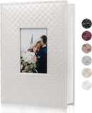 RECUTMS Small Photo Album 4x6 Paper Core Insert Inside Page Picture Album PU Leather Cover 300 Photo Sleeves Boy Girl Family Photo Book Memo Slot Wedding Albums (White) by TinyTreasures Baby Boutique