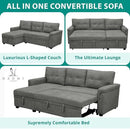 Naomi Home Transform Any Space: Sleeper Sectional Sofa with Convertible Sofa Bed & Inviting Chaise. Find Tranquil Comfort with Stress-Relieving Design & Durable Cushions - Gray/Velvet by CozyNest Decor