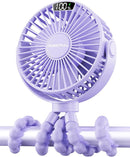SWEETFULL Portable Stroller Fan with Display 4000mAh Battery Powered Mini Clip On Fan, 4-Speed Rechargeable Small Personal Cooling for Baby Car Seat Crib Travel - Purple by TinyTreasures Baby Boutique
