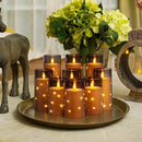 Homemory 9 Pcs Flameless Candles with Embedded Star String Fairy Lights, Battery Operated Candles, LED Fake Candles with Remote Control and Timer, Gray Acrylic by CozyNest Decor