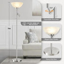 Floor Lamps for Living Room Silver, 70" Tall Standing Lamp with Glass Shade, Bedroom Floor Lamp with 350°Adjustable Swing Arm Lamp, Pole lamp for Bedroom, Living Room, Office, Bulbs Included by CozyNest Decor