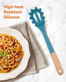 Silicone Pasta Fork, Kitchen Heat Resistant Noodle Spoon Server, BPA Free Spaghetti Strainer,12.8 inch (BLUE) by CozyNest Decor