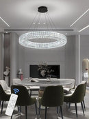 Dia 40" Modern Chandelier Ring Crystal Chandelier Adjustable Height Luxury Crystal Pendant Ceiling Light Fixture for Dining Living Room Bedroom by CozyNest Decor