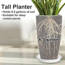Tall Flower Pot Indoor - Outdoor Plant Pot - White Glossy Planter - Elegant Ceramics Imitation - 12" Diameter 21" Tall with Drainage Holes and Saucer by CozyNest Decor