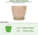 10inch Retro Ceramic Planter with Drainage Hole and Saucer for Multiple Plants, Indoor-Outdoor Garden Pots for Succulent, Orchid, and Flower (Fits Inner Pots Up to 9 Inch, Retro Peach) by CozyNest Decor