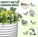 A ANLEOLIFE 6X3X2 ft Galvanized Raised Garden Beds Outdoor, Oval Large Metal Deep Root Planter Box for Planting Vegetables Flowers Herb, Anti-Rust & Easy-Setup, Antique White by GreenHaven Gardens
