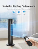 Pelonis 30-Inch Oscillating Tower Fan for Bedroom – 3 Speed, Quiet Tower Fan with Remote ControL, Small Fan, 7-Hour Timer – ETL Certified, Black by CozyNest Decor