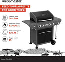 5-Burner Gas Grill with Side Burner, 66,000 BTUs, 753 SQ. In. Cooking Area, 2 Wheel Transport, Propane BBQ Grill with for Outdoor Cooking, Patios, and More - 720-1095 by GreenHaven Gardens