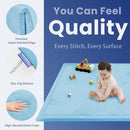 Baby Play Mat for Floor,1.3" Thick Memory foam Tummy Time Mat,Soft Coral Velvet Nursery Rug for Toddlers,Infants,kids,Extra Large Non Slip for Crawling,Tatami Style(Light Blue) by TinyTreasures Baby Boutique