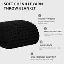 L'AGRATY Chunky Knit Blanket Throw: Soft Chenille Yarn Throw Blanket 60x80 - Handmade Thick Cable Crochet Blanket - Large Chunky Rope Throw Blanket for Couch Sofa Bed Home Decor(Black) by CozyNest Decor