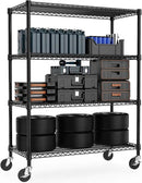 Industrial Metal 4 Tier Shelving for Garage, Pantry, Warehouse, Basement Utility Room, Storage Rack Metal Shelving Unit, Shelf Organizer, Black 23.6" D x 53.2" W x 73.6" H by CozyNest Decor