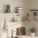 Square Floating Shelves for Wall, 10" W x 10" D x 1.2" H, Small Wooden Wall Mounted Display Shelves with Invisible Brackets for Living Room, Bedroom, Bathroom, Kitchen Decor, Set of 4, Oak by CozyNest Decor