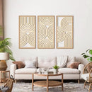 IARTTOP Large Boho Wood Wall Art Set of 3 Framed Wooden Mid-century Modern Wall Decor Minimalist Modern Abstract Geometric Decor for Living Room Bedroom Office-16x32 Inch by CozyNest Decor