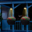2 Packs Hanging Planters Basket for Outdoor Plants, Solar Powered Self Watering Black Round Plastic Flower Pots with Drainer for Balcony Patio Garden Outdoor Decoration by GreenHaven Gardens