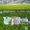 4 Outlet Sprinkler Timer, Programmable Garden Hose Timer with Rain Delay, Manual& Automatic Watering System, Waterproof Gardening Supplies Irrigation Controller for 4 Separate Water Zones by GreenHaven Gardens