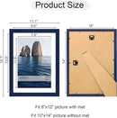 10x14 Picture Frame Set of 4, 10 x 14 Wood Photo Frames with Mat for 8x12 or 30x40cm Diamond Painting Art, Wooden Frame with Real Glass Cover for Wall and Tabletop Display,Blue by CozyNest Decor