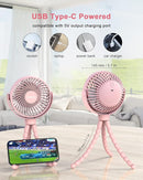 Stroller Fan Clip on for Baby, 4000mAh Rechargeable Battery Operated, Flexible Tripod, 3 Wind Speed, 360° Rotatable, Small Portable Fan for Car Seat Crib Backseat Beach Travel Camping, Pink by TinyTreasures Baby Boutique