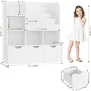 FOTOSOK 47'' Kids Bookcase and Bookshelf, Multifunctional Bookcase with 5 Storage Cubbies and 3 Movable Drawers, Toy Storager Display Stand, Toy Storage Organizer for Bedroom, Playroom, Hallway, White by TinyTreasures Baby Boutique