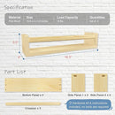 Floating Nursery Book Shelves for Wall, Natural Wood Wall Bookshelf for Kids Room Bedroom, Small Wooden Hanging Baby Book Shelf and Toy Organizer for Nursery Girl Boy Toddler Child - Set of 3 by TinyTreasures Baby Boutique