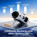 Socool 10000mAh Portable Waist Fan Clip on Wearable Belt Personal Fan Rechargeable Battery Operated With 5 Speeds & Flashlight Neck Hands-Free 40H Cooling For Outdoor Travel Camping Power Bank(White) by TinyTreasures Baby Boutique